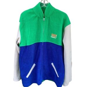 Vintage Guess Classics Tek Full Zip Fleece Jacket Colorblock Spellout Size M